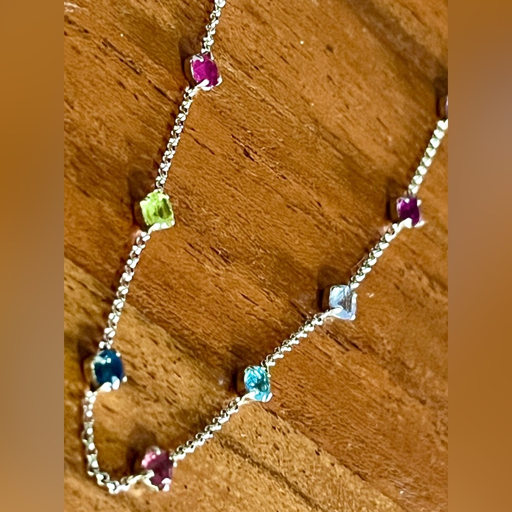 ✨MULTI GEMSTONE BRACELET✨✨K18 JAPAN WHITE GOLD✨✨18cm✨✨BOOKLET TYPE CERT✨